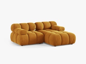 COLTAR MODULAR BELLIS, PE DREAPTA, GALBEN, CU TAPITERIE DIN CATIFEA VENUS, MICADONI - Img 2