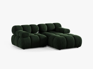 COLTAR MODULAR BELLIS, PE DREAPTA, VERDE SMARALD, CU TAPITERIE DIN CATIFEA VENUS, MICADONI - Img 2