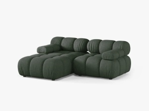 COLTAR MODULAR BELLIS, PE STANGA, VERDE INCHIS, CU TAPITERIE DIN TEXTIL STRUCTURAT LIBERTY, MICADONI - Img 2