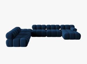 COLTAR MODULAR BELLIS, STANGA, 6 LOCURI, 379 CM, ALBASTRU 81, TAPITERIE DIN CATIFEA, DESIGN DEOSEBIT - Img 6