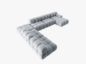COLTAR MODULAR BELLIS, STANGA, 6 LOCURI, 379 CM, ALBASTRU DESCHIS 80, TAPITERIE DIN CATIFEA, DESIGN DEOSEBIT - Img 4