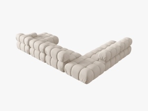 COLTAR MODULAR BELLIS, STANGA, 6 LOCURI, 379 CM, BEJ DESCHIS 23, TAPITERIE DIN CATIFEA 3D, DESIGN DEOSEBIT - Img 2