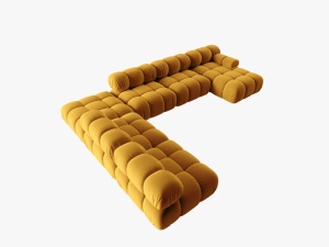 COLTAR MODULAR BELLIS, STANGA, 6 LOCURI, 379 CM, GALBEN 41, TAPITERIE DIN CATIFEA, DESIGN DEOSEBIT - Img 4