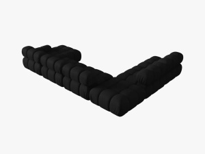 COLTAR MODULAR BELLIS, STANGA, 6 LOCURI, 379 CM, NEGRU 19, TAPITERIE DIN CATIFEA 3D, DESIGN DEOSEBIT - Img 3