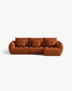 COLTAR MODULAR BLOOM, PE DREAPTA, CARAMIZIU, 327 CM, CU TAPITERIE DIN TEXTIL CATIFEA CASINO, MICADONI