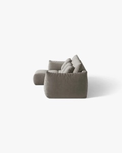 COLTAR MODULAR BLOOM, PE STANGA, GRI, 327 CM, CU TAPITERIE DIN TEXTIL CATIFEA CASINO, MICADONI - Img 3