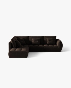 COLTAR MODULAR BLOOM, PE STANGA, MARO INCHIS, 316 CM, CU TAPITERIE DIN TEXTIL CATIFEA BLUVEL, MICADONI