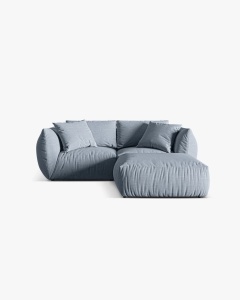 COLTAR MODULAR CHRIS, 220X100, ALBASTRU PAL, CU TAPITERIE DIN TEXTIL STRUCTURAT LINS, MICADONI