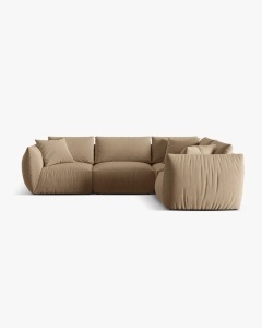 COLTAR MODULAR CHRIS, PE DREAPTA, 210X295, BEJ MIGDALA, CU TAPITERIE DIN TEXTIL CATIFEA CASINO, MICADONI