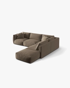 COLTAR MODULAR CHRIS, PE DREAPTA, 290X295, MARO DESCHIS, CU TAPITERIE DIN TEXTIL CATIFEA CASINO, MICADONI - Img 3