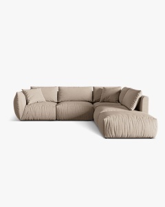 COLTAR MODULAR CHRIS, PE DREAPTA, 290X295, NISIPIU, CU TAPITERIE DIN TEXTIL STRUCTURAT LINS, MICADONI - Img 2
