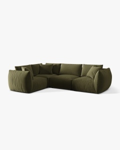 COLTAR MODULAR CHRIS, PE STANGA, 210X295, VERDE DESCHIS, CU TAPITERIE DIN TEXTIL CATIFEA CASINO, MICADONI - Img 2