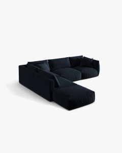 COLTAR MODULAR CHRIS, PE STANGA, 290X295, ALBASTRU ROYAL, CU TAPITERIE DIN TEXTIL CATIFEA CASINO, MICADONI - Img 3