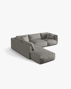 COLTAR MODULAR CHRIS, PE STANGA, 290X295, GRI CALD, CU TAPITERIE DIN TEXTIL STRUCTURAT LINS, MICADONI - Img 3