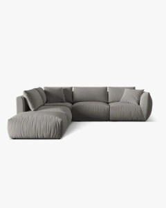 COLTAR MODULAR CHRIS, PE STANGA, 290X295, GRI, CU TAPITERIE DIN TEXTIL CATIFEA CASINO, MICADONI