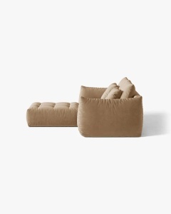 COLTAR MODULAR, CU 2 LOCURI, BLOOM, BEJ MIGDALA, 327 CM, CU TAPITERIE DIN TEXTIL STRUCTURAT WIND, MICADONI - Img 3