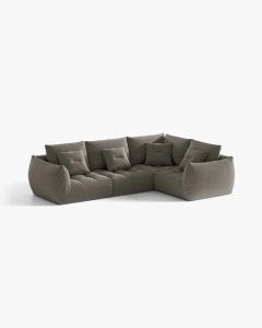 COLTAR MODULAR, CU 4 LOCURI, BLOOM, PE DREAPTA, 316 CM, CU TAPITERIE DIN TEXTIL CATIFEA CASINO, MICADONI - Img 2