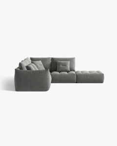 COLTAR MODULAR, CU 4 LOCURI, BLOOM, PE DREAPTA, GRI INCHIS, 316 CM, CU TAPITERIE DIN TEXTIL STRUCTURAT WIND, MICADONI - Img 3