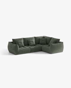 COLTAR MODULAR, CU 4 LOCURI, BLOOM, PE DREAPTA, VERDE MUSCHI, 316 CM, CU TAPITERIE DIN TEXTIL STRUCTURAT WIND, MICADONI - Img 2