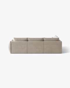 COLTAR MODULAR, CU 4 LOCURI, BLOOM, PE STANGA, BEJ DESCHIS, 316 CM, CU TAPITERIE DIN TEXTIL CATIFEA CASINO, MICADONI - Img 4