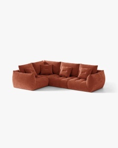 COLTAR MODULAR, CU 4 LOCURI, BLOOM, PE STANGA, CARAMIZIU, 316 CM, CU TAPITERIE DIN TEXTIL STRUCTURAT WIND, MICADONI - Img 2