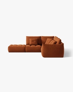 COLTAR MODULAR, CU 4 LOCURI, BLOOM, PE STANGA, CARAMIZIU, 316 CM, CU TAPITERIE DIN TEXTIL CATIFEA CASINO, MICADONI - Img 3
