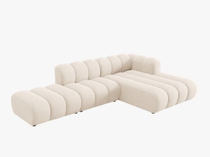 COLTAR MODULAR LUPIN, DREAPTA, 5 LOCURI, 294 CM, BEJ DESCHIS 23, TAPITERIE CHENILLE, DESIGN DEOSEBIT - Img 3