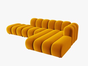 COLTAR MODULAR LUPIN, DREAPTA, 5 LOCURI, 294 CM, GALBEN 10, TAPITERIE DIN CATIFEA, DESIGN DEOSEBIT - Img 3
