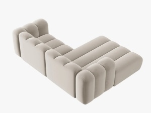 COLTAR MODULAR LUPIN, STANGA, 3 LOCURI, 228 CM, BEJ 1, TAPITERIE DIN CATIFEA, DESIGN DEOSEBIT - Img 3