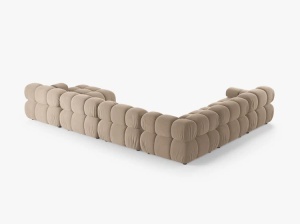COLTAR MODULAR PANORAMIC BELLIS, PE STANGA, BEJ, CU TAPITERIE DIN CATIFEA VENUS, MICADONI - Img 3