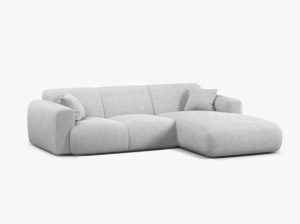 COLTAR MOLINO, 225 CM, PE DREAPTA, GRI DESCHIS, CU TAPITERIE DIN TEXTIL BOUCLE BALOO, MICADONI - Img 2