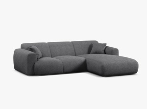COLTAR MOLINO, 225 CM, PE DREAPTA, GRI INCHIS, CU TAPITERIE DIN TEXTIL BOUCLE BALOO, MICADONI - Img 2