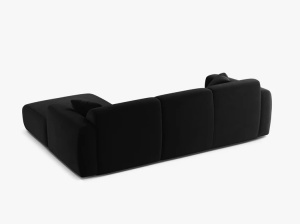 COLTAR MOLINO, 225 CM, PE DREAPTA, NEGRU, CU TAPITERIE DIN TEXTIL CATIFEA CASINO, MICADONI - Img 3