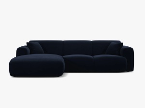 COLTAR MOLINO, 225 CM, PE STANGA, ALBASTRU ROYAL, CU TAPITERIE DIN TEXTIL CATIFEA CASINO, MICADONI