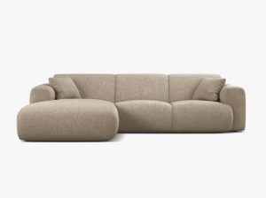 COLTAR MOLINO, 225 CM, PE STANGA, BEJ INCHIS, CU TAPITERIE DIN TEXTIL CHENILLE EDEN, MICADONI