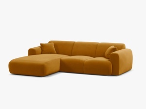 COLTAR MOLINO, 225 CM, PE STANGA, GALBEN, CU TAPITERIE DIN TEXTIL CATIFEA CASINO, MICADONI - Img 2