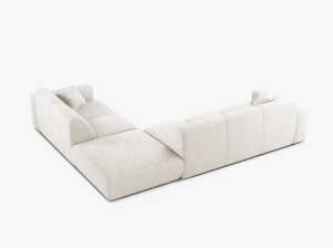 COLTAR MOLINO, 315 CM, PE DREAPTA, ALB, CU TAPITERIE DIN TEXTIL BOUCLE BALOO, MICADONI - Img 3