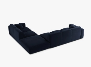 COLTAR MOLINO, 315 CM, PE DREAPTA, ALBASTRU ROYAL, CU TAPITERIE DIN TEXTIL CATIFEA VELVET CASINO, MICADONI - Img 3