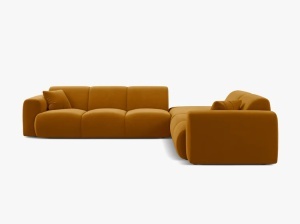 COLTAR MOLINO, 315 CM, PE DREAPTA, GALBEN, CU TAPITERIE DIN TEXTIL CATIFEA VELVET CASINO, MICADONI - Img 2