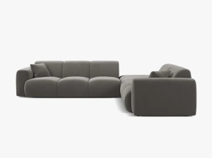 COLTAR MOLINO, 315 CM, PE DREAPTA, GRI, CU TAPITERIE DIN TEXTIL CATIFEA VELVET CASINO, MICADONI - Img 2