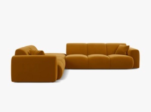 COLTAR MOLINO, 315 CM, PE STANGA, GALBEN, CU TAPITERIE DIN TEXTIL CATIFEA VELVET CASINO, MICADONI - Img 2