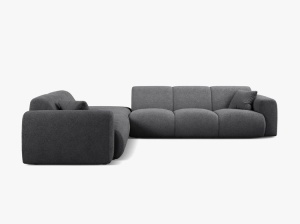 COLTAR MOLINO, 315 CM, PE STANGA, GRI INCHIS, CU TAPITERIE DIN TEXTIL BOUCLE BALOO, MICADONI - Img 2