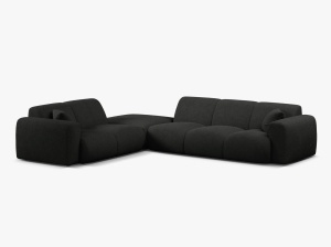 COLTAR MOLINO, 315 CM, PE STANGA, NEGRU, CU TAPITERIE DIN TEXTIL BOUCLE BALOO, MICADONI