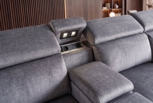 COLTAR MULTIFUNCTIONAL PRIME, 300X270CM, CU SPATIU DE DEPOZITARE, PRIZE, REALIZAT DIN LEMN SI TEXTIL FOARTE FIN, CULOARE GRI - Img 7