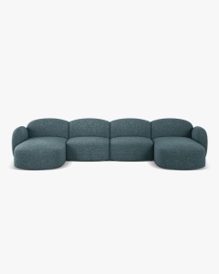 COLTAR PANORAMIC, CU 6 LOCURI, BLAIR, 354X167, ALBASTRU DESCHIS, CU TAPITERIE DIN TEXTIL CHENILLE EDEN, MICADONI