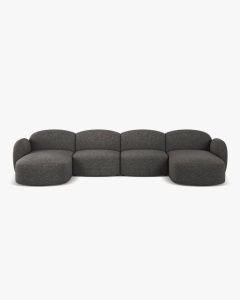 COLTAR PANORAMIC, CU 6 LOCURI, BLAIR, 354X167, GRI INCHIS, CU TAPITERIE DIN TEXTIL CHENILLE EDEN, MICADONI