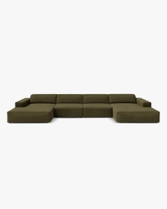 COLTAR PANORAMIC, CU 6 LOCURI, JODIE, 364X162 CM, ADANCIME SCAUN 62 CM, VERDE, TAPITAT CU TAPITERIE DIN TEXTIL CATIFEA BLUVEL MICADONI