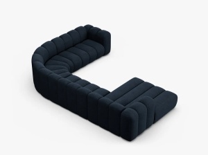 COLTAR PANORAMIC LUPIN, 370, PE DREAPTA, ALBASTRU INCHIS, CU TAPITERIE DIN TEXTIL BOUCLE BALOO, MICADONI - Img 4
