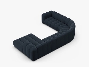COLTAR PANORAMIC LUPIN, 370, PE STANGA, ALBASTRU MARIN, CU TAPITERIE DIN TEXTIL CHENILLE EDEN, MICADONI - Img 4
