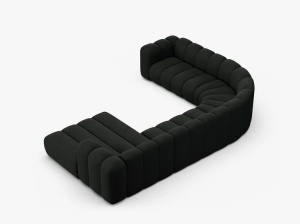 COLTAR PANORAMIC LUPIN, 370, PE STANGA, NEGRU, CU TAPITERIE DIN TEXTIL BOUCLE BALOO, MICADONI - Img 4
